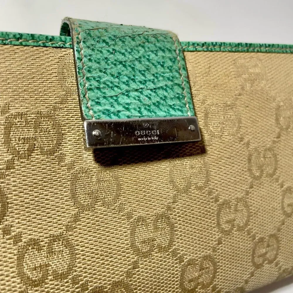 Gucci Tan and Green Continental Wallet - Picture 8 of 16